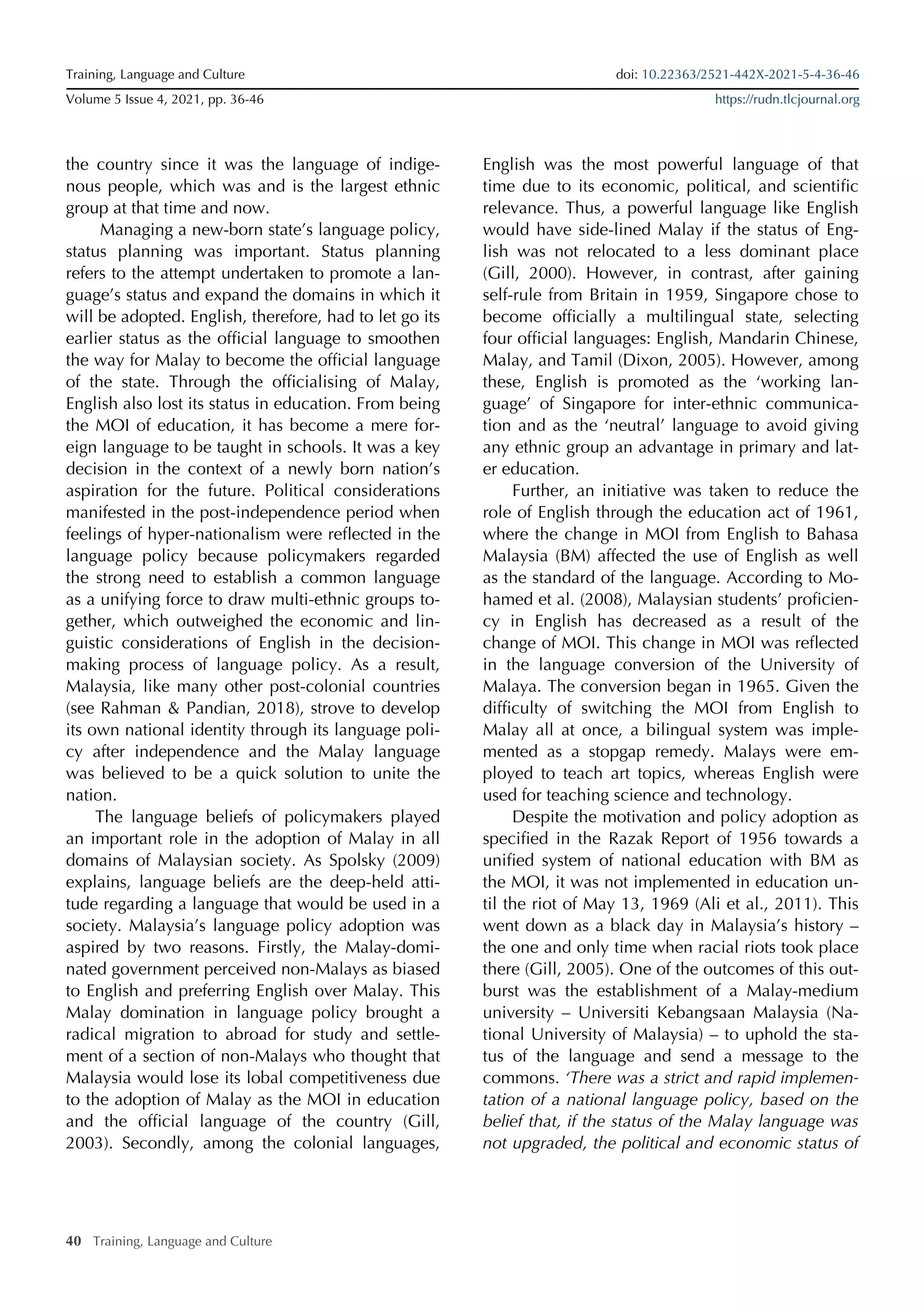 English and Malay language policy and planning in Malaysia | PDF