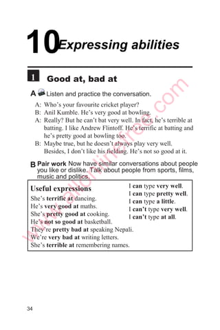 4
Now take turns talking about your own job or your
friend or relative’s job.Take help of the questions given below.
B Pair work
12
w
w
w
.allonlinefree.com
 