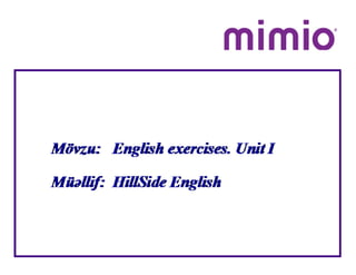 English exercises. Unit I