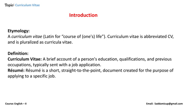 English-II Curriculum Vitae-2.pptx by aaaa | PPT
