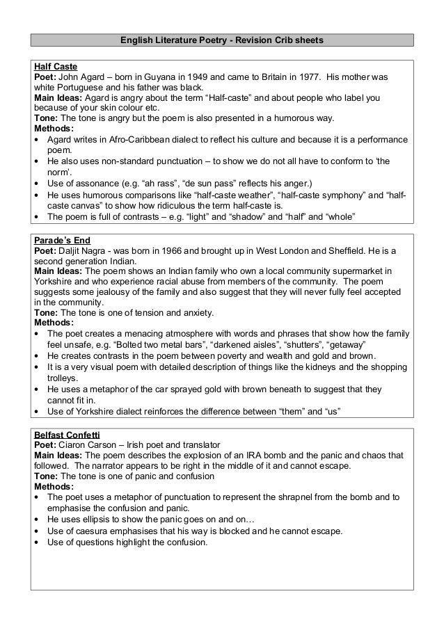 English literaturepoetrycribsheets1