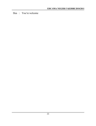 EDC-SMA NEGERI 3 KEDIRI 2010/2011
22
Dea : You’re welcome
 