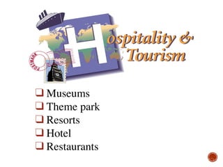 ❑ Museums
❑ Theme park
❑ Resorts
❑ Hotel
❑ Restaurants
 