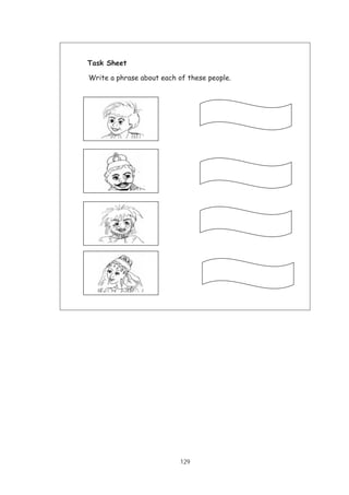 129
Task Sheet
Write a phrase about each of these people.
 