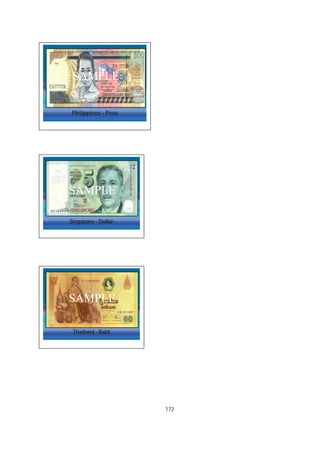 172
Philippines - Peso
Singapore - Dollar
Thailand - Baht
SAMPLE
SAMPLE
SAMPLE
 