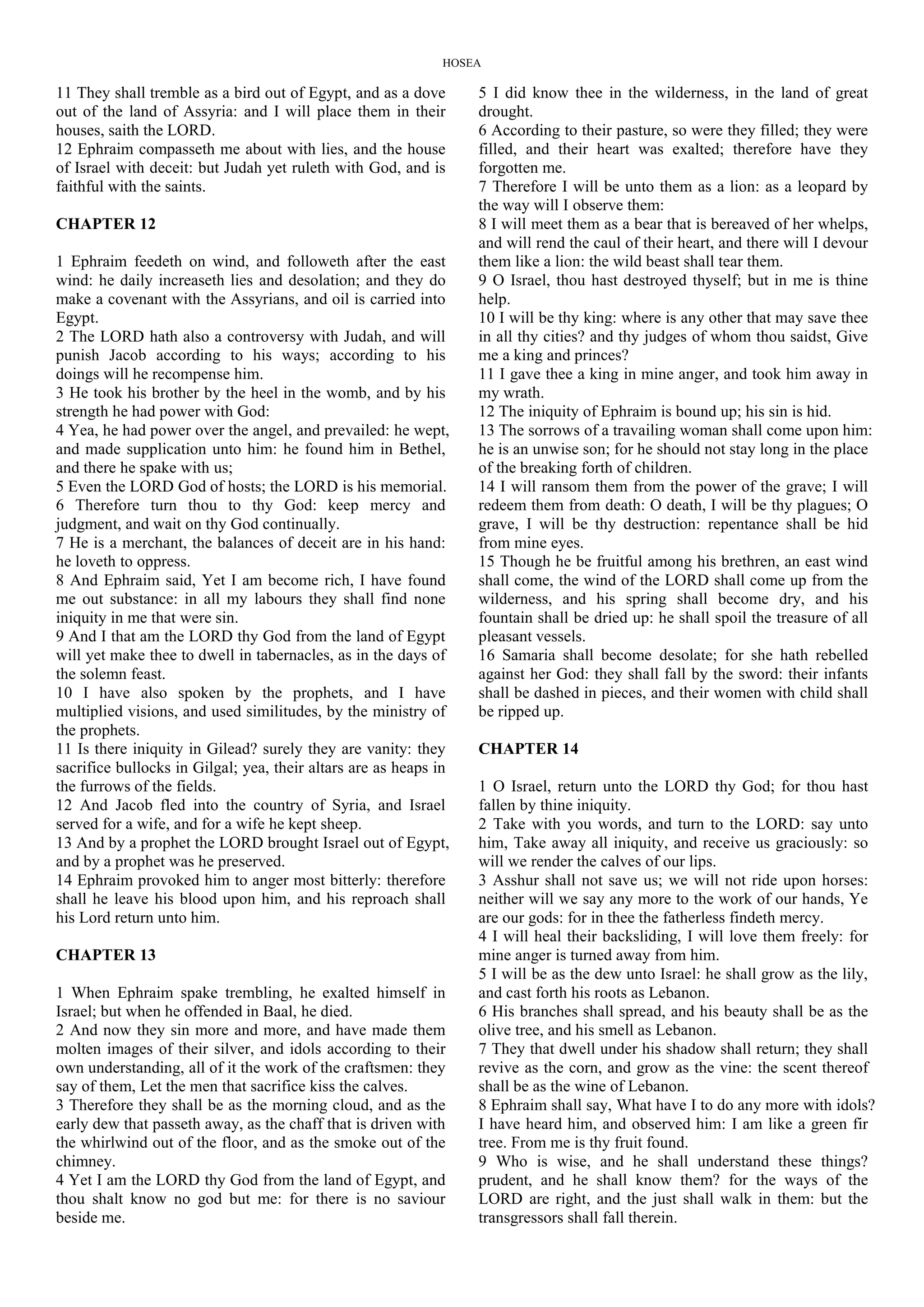 English the book of prophet hosea king james bible pdf free download