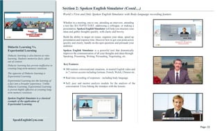 SpeakEnglishGym.com
Didactic Learning Vs.
Experiential Learning
Section 2: Spoken English Simulator (Contd…)
World’s First...