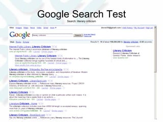 Google Search Test Search: literary criticism 