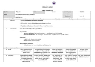 Understanding Technical and Operational Definitions in English Grade 10 ...
