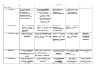 Understanding Technical and Operational Definitions in English Grade 10 ...