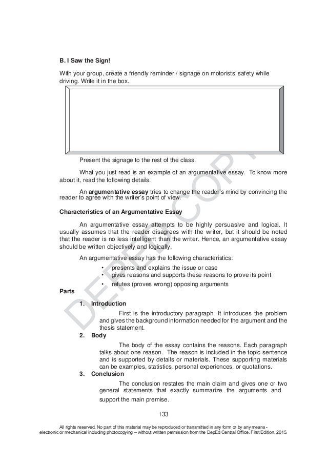 english 10 second grading the conclusion in a standard argument form is often presented as