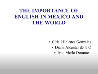 THE IMPORTANCE OF ENGLISH IN MEXICO AND THE WORLD ,[object Object],[object Object],[object Object]