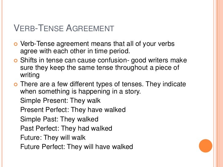 Verb tense agreement practice picture