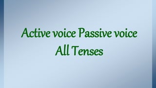 Active voice Passive voice
All Tenses
 