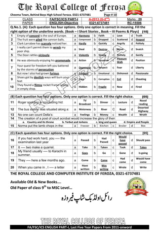 English 1st yera last five year 4 | PDF