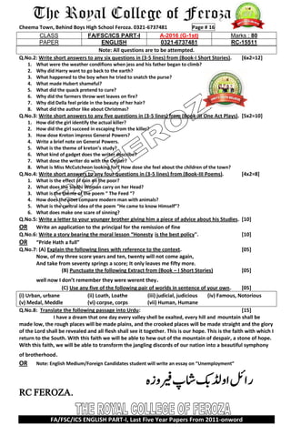 English 1st yera last five year 4 | PDF