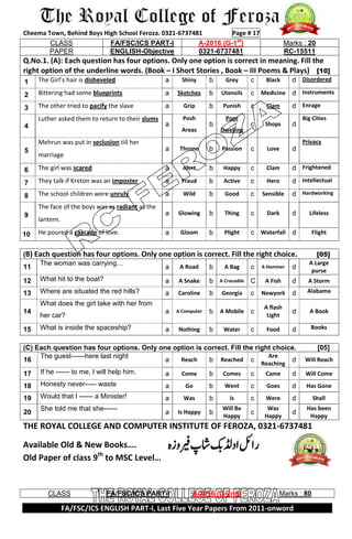 English 1st yera last five year 4 | PDF
