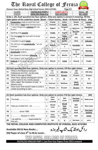 English 1st yera last five year 4 | PDF