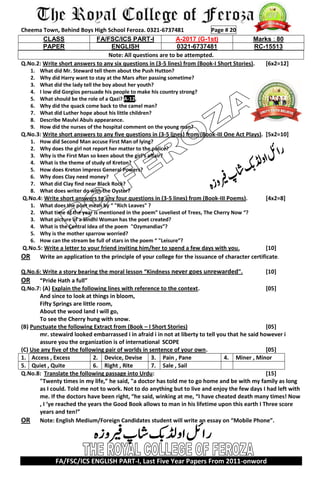 English 1st yera last five year 4 | PDF