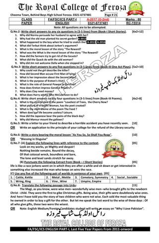 English 1st yera last five year 4 | PDF