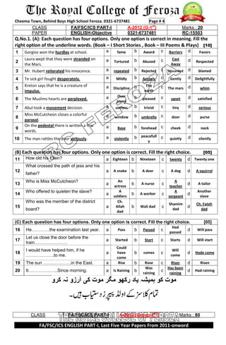 English 1st yera last five year 4 | PDF