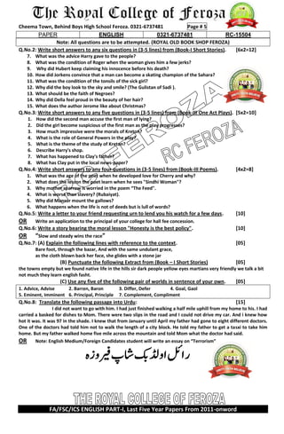 English 1st yera last five year 4 | PDF