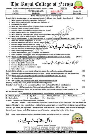 English 1st yera last five year 4 | PDF