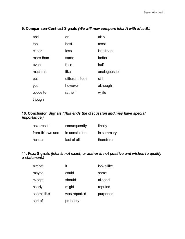 signal words definition signal words definition
