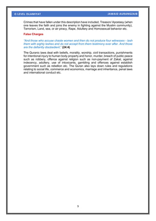 Sources of Islamic Law, O Level Islamiyat by Jawaid Aurangzaib - PDF