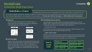 Proves that no new coins are created, and transaction is valid. But everyone can see
how much was sent. Now we add a blinding factor, (50):
MimbleWimble combines several cryptographic innovations which allows a cryptocurrency to
be private by default, without the need for any add-ons. Coupled with several other innovations that help reduce bloat, the blockchain can be
kept extremely lightweight. A few examples of the innovations are: (i) CoinJoin, (ii) Cut-throughs and (iii) Confidential Transactions
MimbleWimble is a Protocol
MimbleWimble
The Harry Potter Themed Privacy Protocol
(ii) Cut-throughs
(i) CoinJoin
Using the Pedersen Commitment which manipulates mathematics in a clever &
elegant manner, data (amount sent) can be verified without divulging any actual data
to third-party observers. In very simplified mathematical terms:
Check out
our other
Guides!
With this, as long as both parties know the blinding factor they can easily find out the
actual amount sent, while 3rd-party observers are unable to see how much has been
transacted, but would be able to verify that it is a valid transaction.
Imagine a series of transactions where Alice, Bob and Tom sends
money to one another and as a result generating multiple inputs
and outputs that takes up space - which is what happens in
Bitcoin. MimbleWimble’s Cut-through aggregates it all to just 1
input & output, translating to a smaller blockchain size & better
scalability.
CoinJoin combines input/outputs of transactions and as a
result, obfuscates the sender/recipient making it difficult for
a 3rd party observer to see who sent what.
(iii) Confidential Transactions
BEAM Intro
Grin - Core Wallet
Grin - Wallet 713 Grin - FAQ
Mining Grin - Bminer
Mining Grin - GGM
12
2 + 2 = 4 ; 2 + 2 - 4 = 0
2 (50) + 2 (50) = 4(50)
 