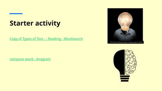 Englih entry levels and level 1 text features powerpoint | PPTX