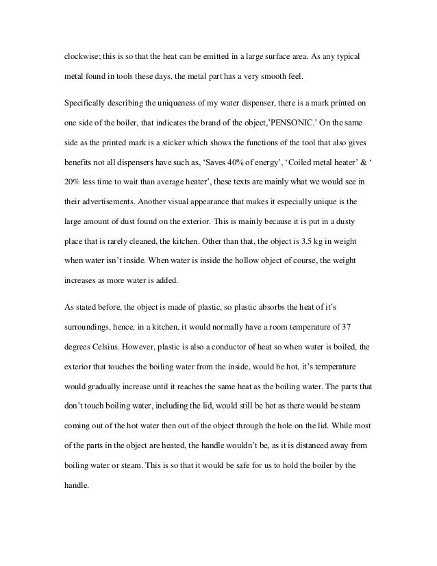 descriptive essay example about an object