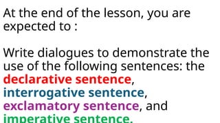 Sentence Demonstrate ENGLISH 3 WEEK 4 Instructional materilasgrade 3 | PPTX