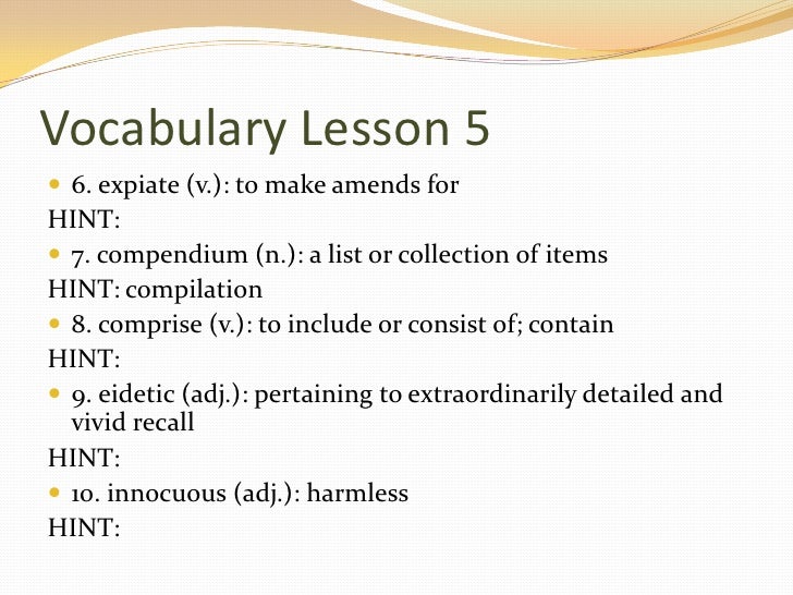 English 4 Honors Vocab 5