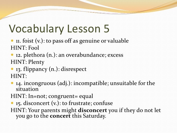 English 4 Honors Vocab 5