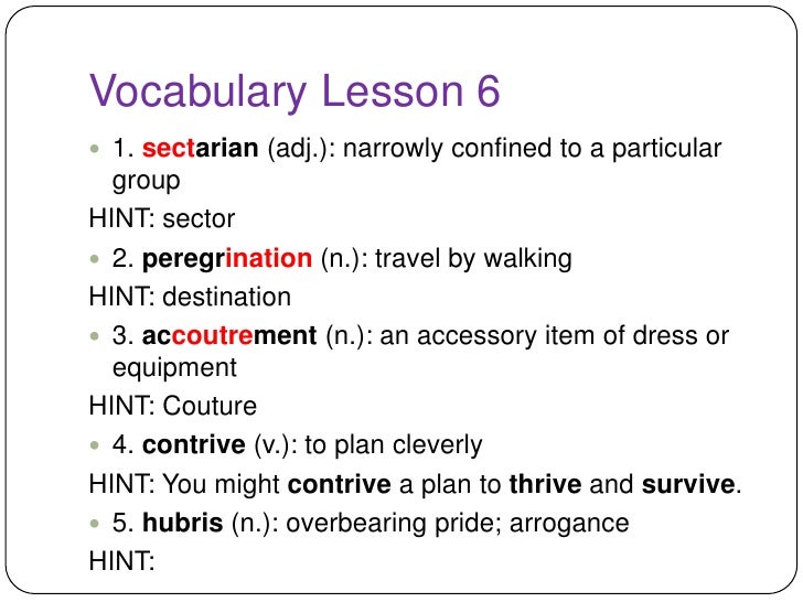 English 4 Honors Vocab 6