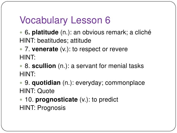 English 4 Honors Vocab 6