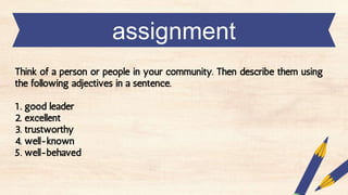 English5 LESSONS ABOUT ADJECTIVES AND ITS TYPES | PPTX