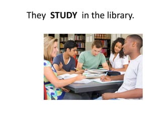 They STUDY in the library.
 
