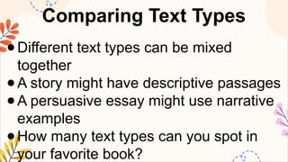Comparing Text Types ENGLISH5 Quarter4 Wk2 2A explanation.pptx
