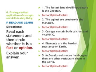 English 5 w1. Distinguishing Fact and Opinion q3.ppt