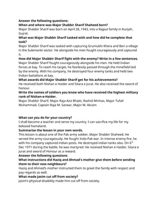6th Class English solved exercises Book Snc Syllabus Punjab | DOCX