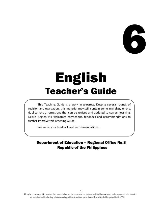 English 6 K 12 Teacher S Guide First Quarter 2017