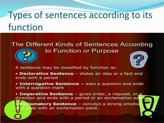 Types of sentences according to its
function
70
 