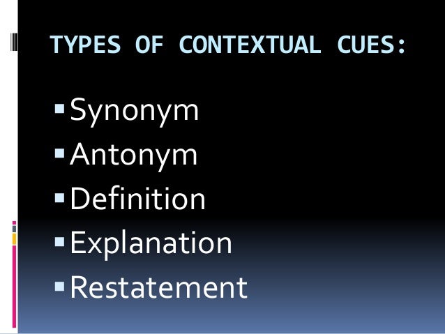 English 7 Lexical and Contextual Cues
