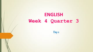 ENGLISH
Week 4 Quarter 3
Day 2
 