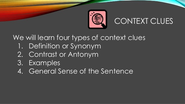 What are types of context clues?