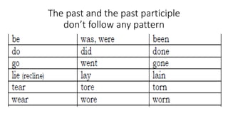 The past and the past participle
don’t follow any pattern
 