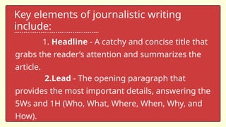 Short Journalistic Text Example Journalistic text is a type of non-fiction writing that informs the ...