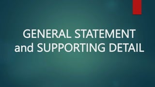 GENERAL STATEMENT
and SUPPORTING DETAIL
 